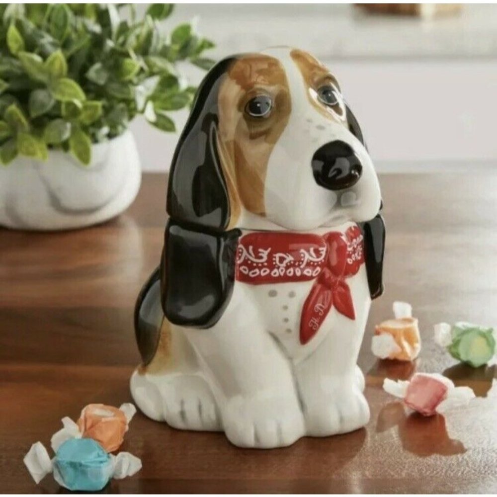 Pioneer Woman "Henry" The Basset Hound Earthenware Candy/Treat Jar Ceramic Dog